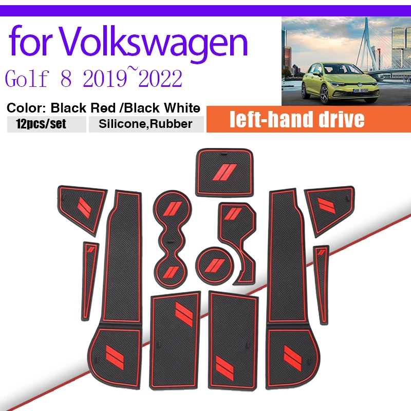 

Door Groove Dust-proof Rug for Volkswagen VW Golf 8 Mk8 2019~2022 Rubber Mat Cup Holder Pad Storage Gate Slot Inter Sticker Auto