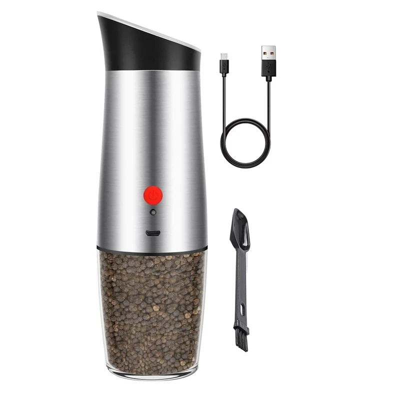 

Pepper Grinder Salt Mill Shaker,Adjustable Coarseness,One Hand Operation, Refillable,Gravity Sensor Electric Pepper Mill