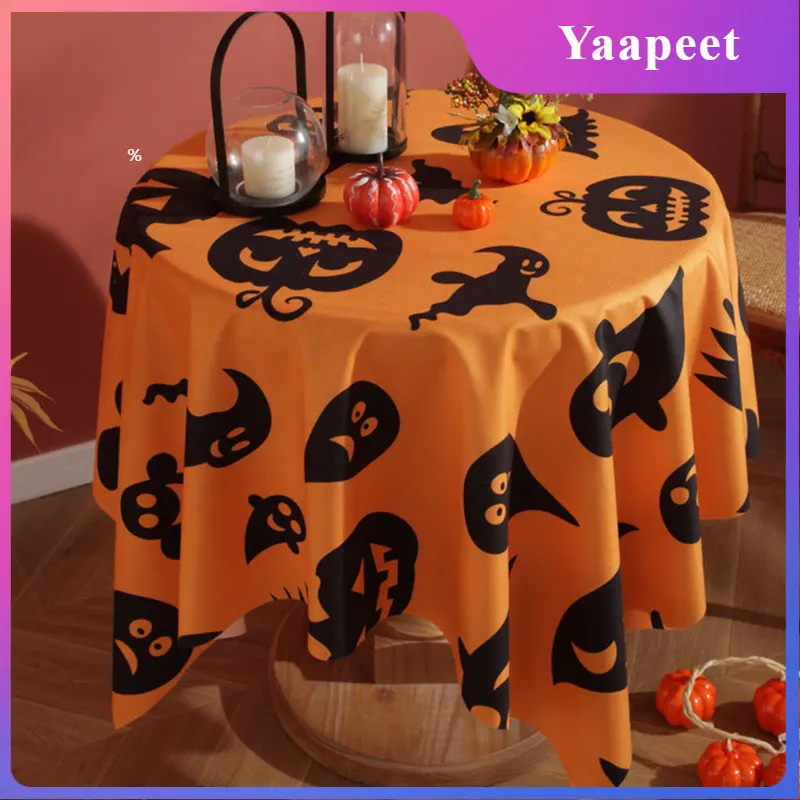 

Cotton Halloween Pumpkin Ghost Rectangular Table Cloth Kitchen Table Map Towel Tablecloth Household Tablecloth Dining Table