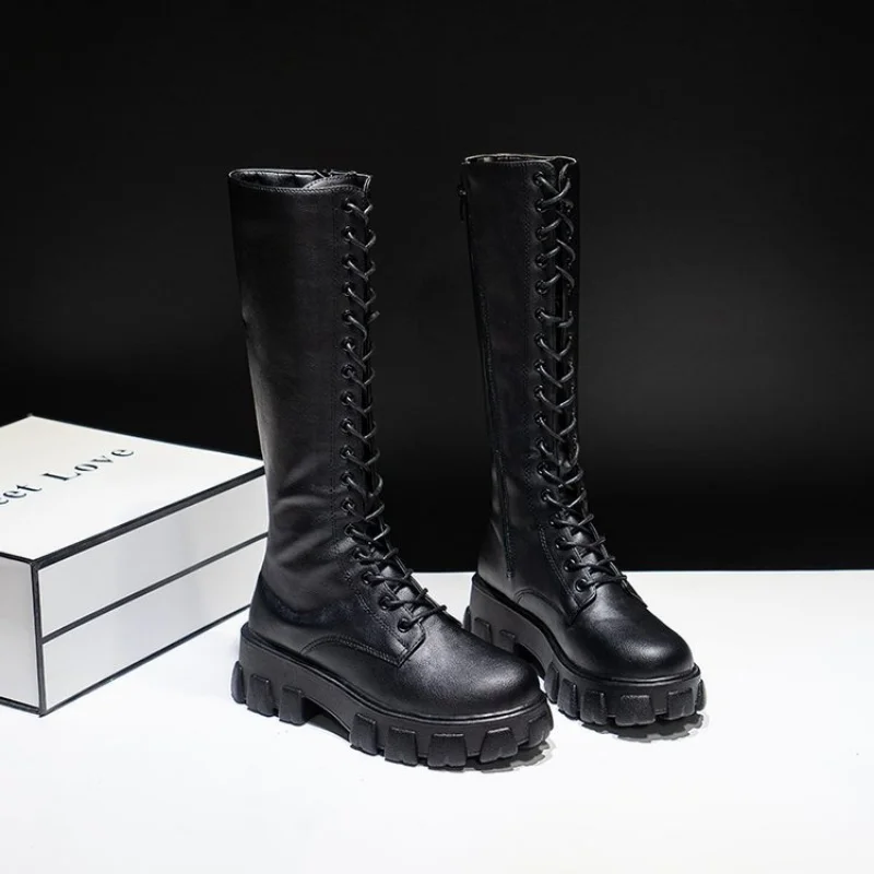 

Autumn and Winter New Women's Boots Round Toe Square Heel Knight Boots Over The Knee Pu High Boots 2023 Sexy Women's Boots
