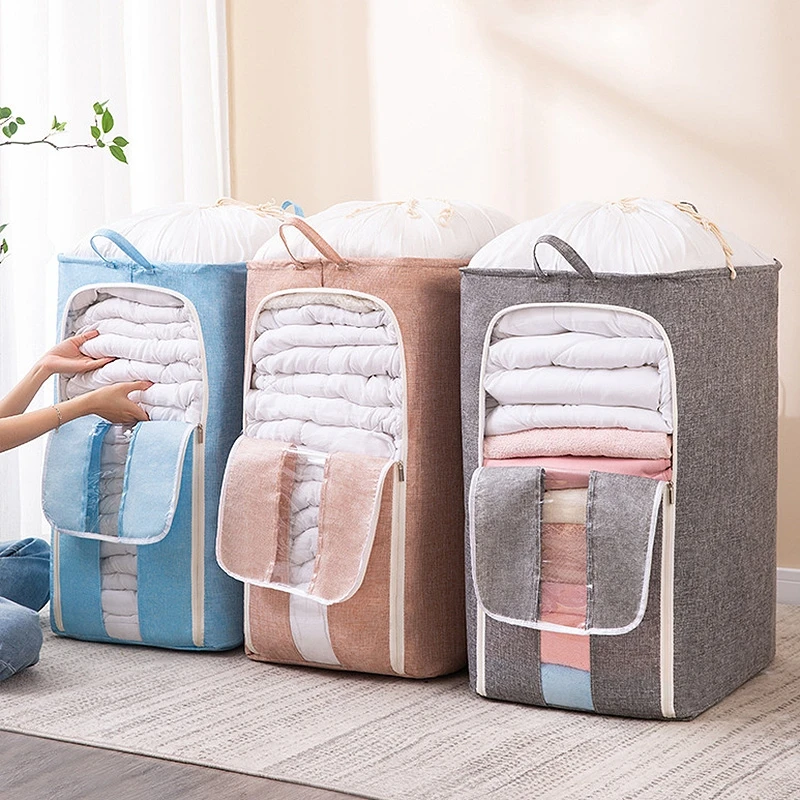 

Large Capacity Storage Bag Printed Quilt Storage Bag Travel Luggage Sack Foldable Closet Organizer Drawstring Packing Pouch