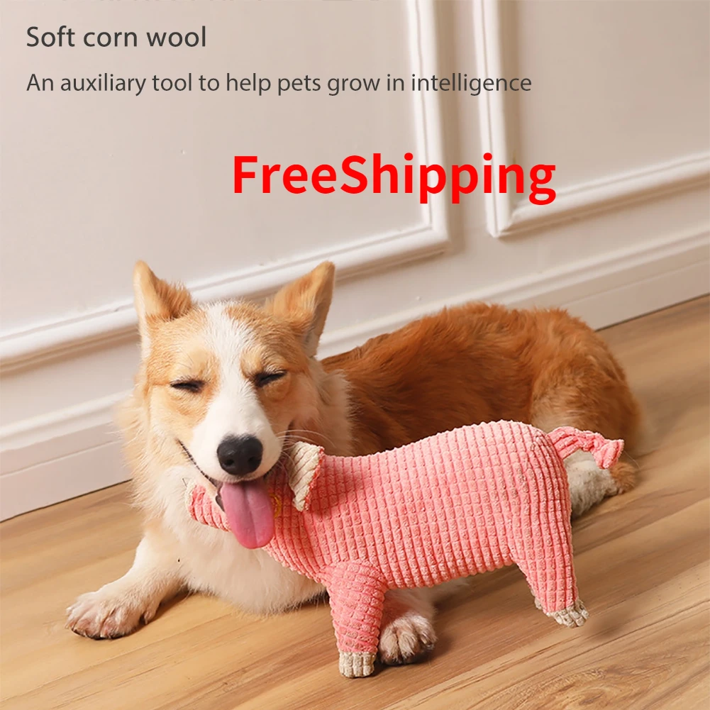 

Squeak Dog Toy Sleeping Pig Plush Toy Doll Bite-Resistant Chewing Molars Pet Toy Accompany Teddy Gritting Resistant Molar Bite