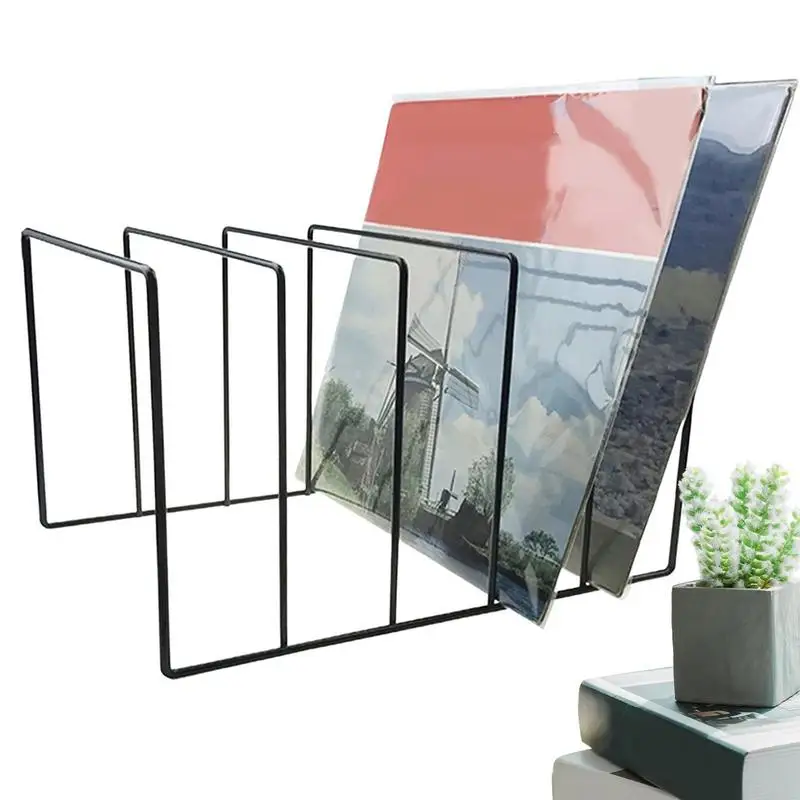 Black Metal Vinyl Record Display Shelf Turntable Record Collection Storage Shelf Exhibit Stand Holder Professional Dropshipping