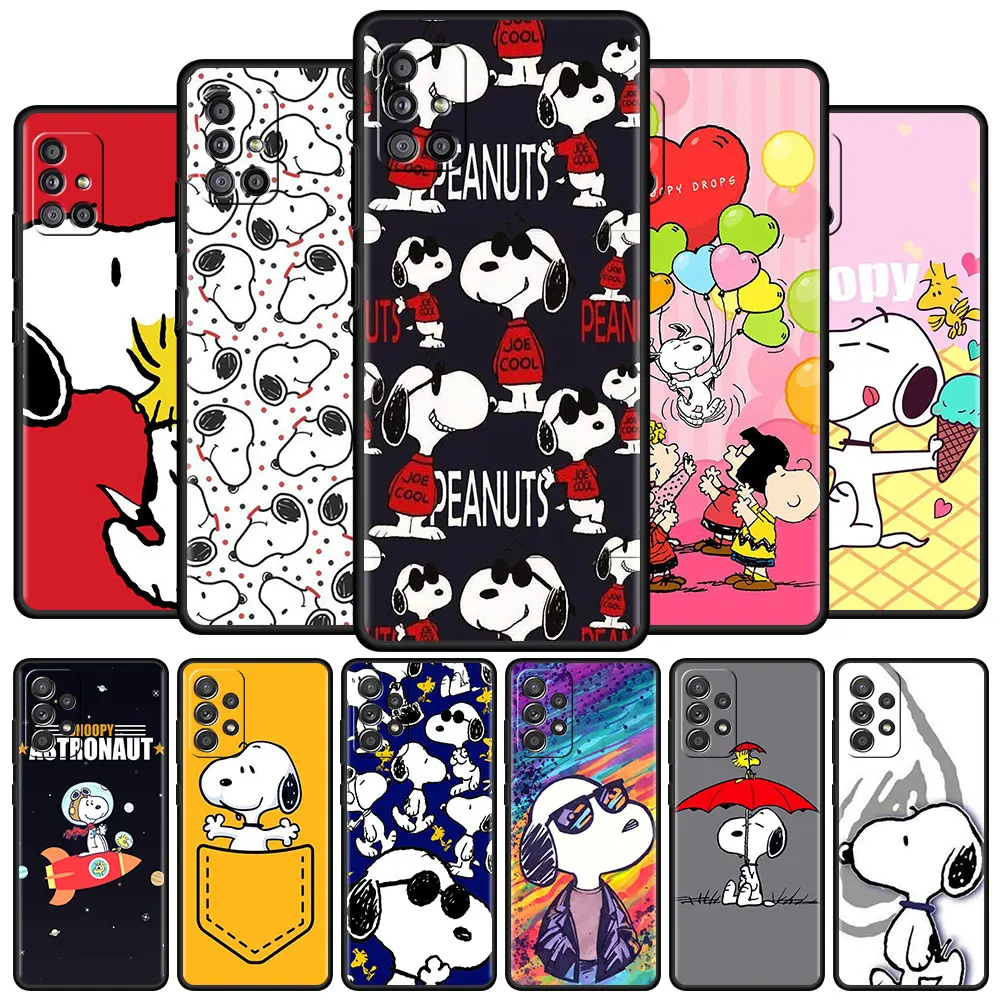 

Black Estuche Case For Samsung Galaxy A52 A51 A72 A71 A22 A12 A21s A50 SmartPhone A32 A02s A31 Celular Funda Cute S-Snoopya