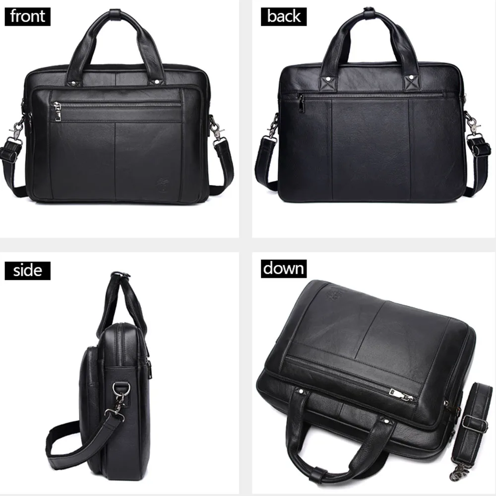 Genuine Leather Briefcase Men Business Crossbody Bag Fashion Cowhide Shoulder Messenger Handbag 14 Inches Handbags Laptop Bags