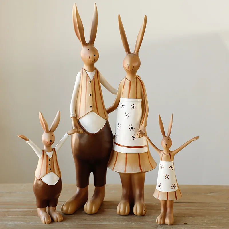 

Gift American Bunny Family of Four Creative Living Room Wine Cabinet Decoration Decoration