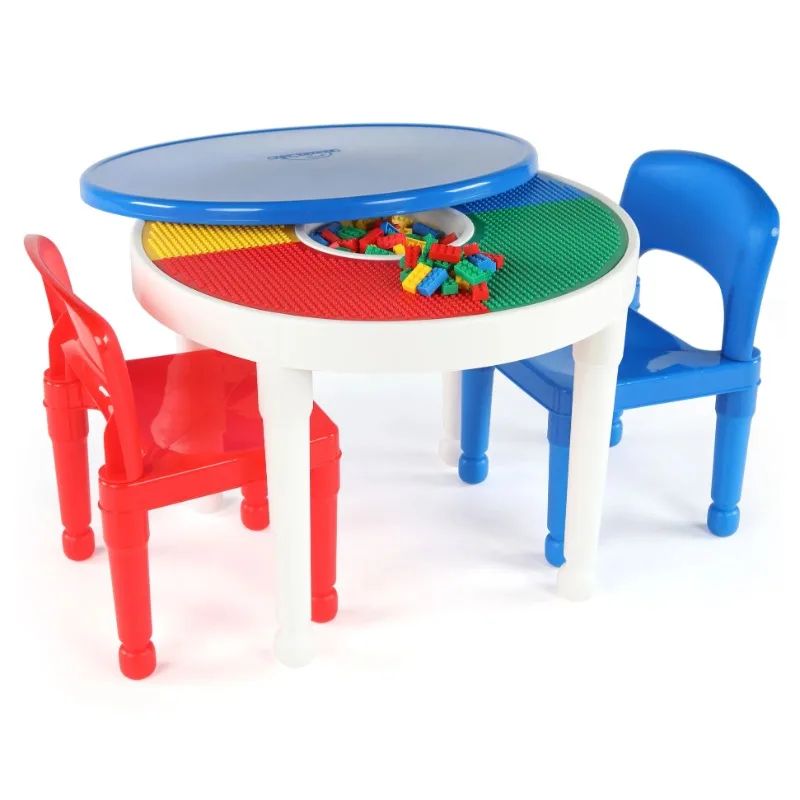 

Humble Crew Playtime 2 in 1 Plastic Building Block-Compatible Activity Table and Chairs Set, Child