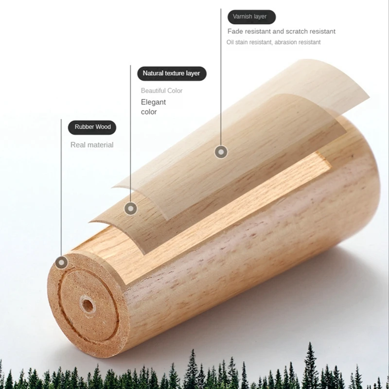 Wood 4 Inch Furniture Legs Set Of Round Solid Mid Couch Feet Spare Parts For Sofa Dresser Cabinet Bed Home DIY