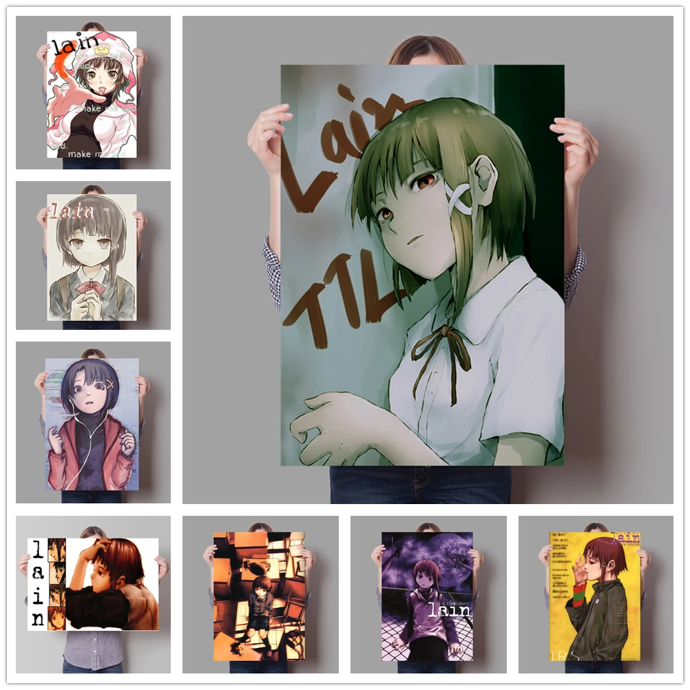 

Vintage Anime Poster Serial Experiments Lain Poster Double ArtWork Canvas Wall Art Home Canvas Painting Kawaii Room Decor