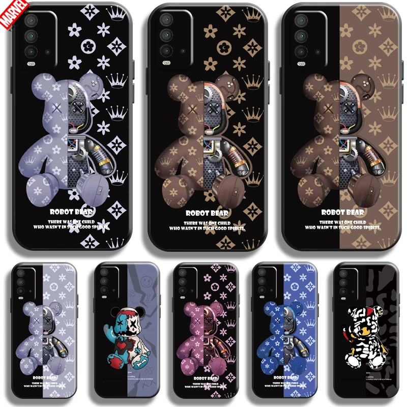 

Luxury Fashion Bear For Xiaomi Redmi 9T Phone Case Redmi 9T Funda Soft Liquid Silicon Coque Carcasa Back