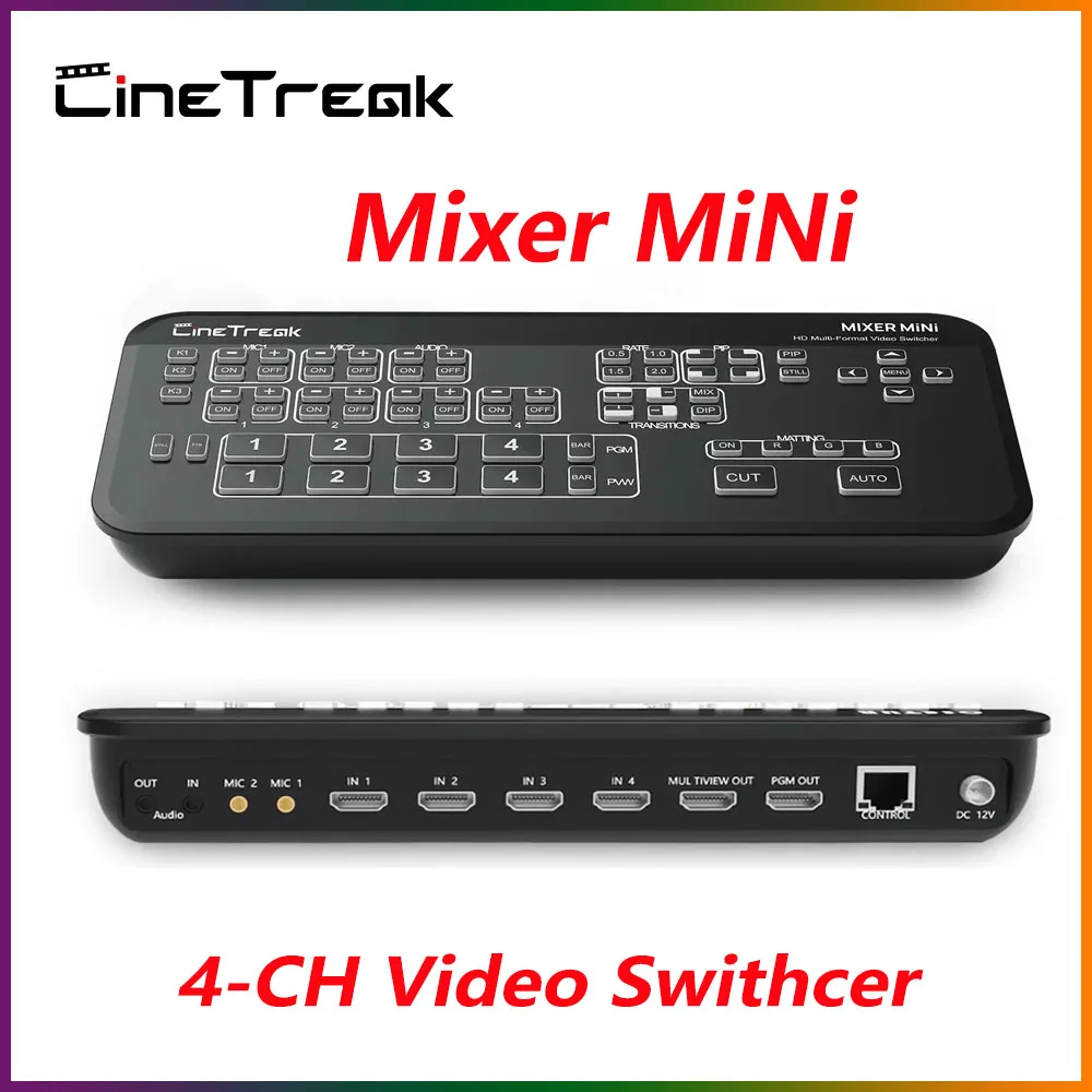 Миксер Cinetreak миксер MiNi 4-канальный FHD для прямой трансляции видео с несколькими режимами просмотра и записи VS Blackmagic Design ATEM DeviceWell 7105
