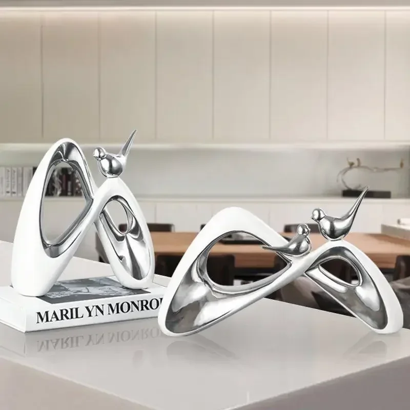 Керамические фигурки птиц в скандинавском стиле настольные миниатюры белого и