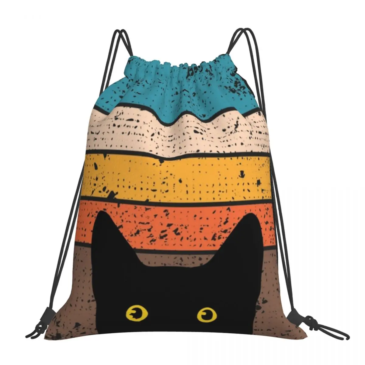 

Peeking Cat Backpacks Casual Portable Drawstring Bags Drawstring Bundle Pocket Sports Bag Book Bags For Travel Students