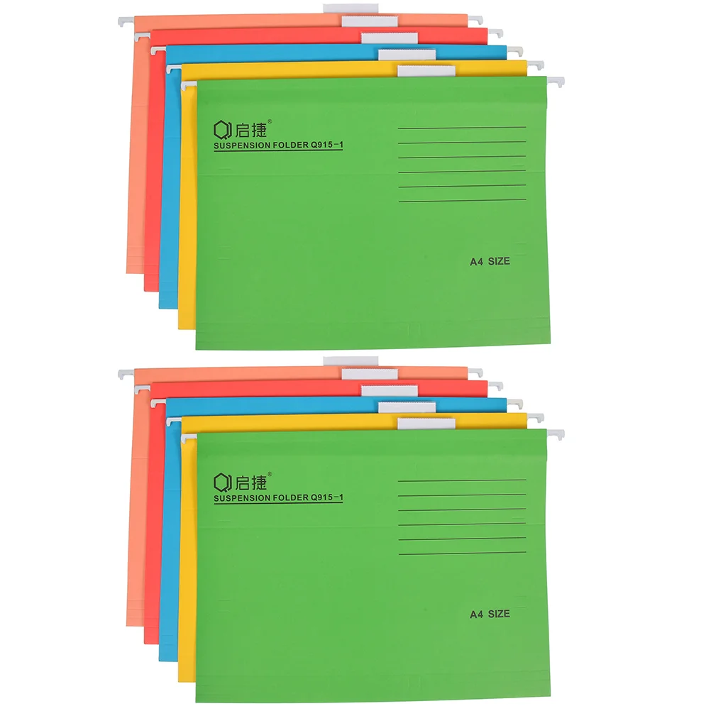 10 Pcs Hanging Receipt Pouch File Folders Colored Wall Holder Office Supplies Tabs