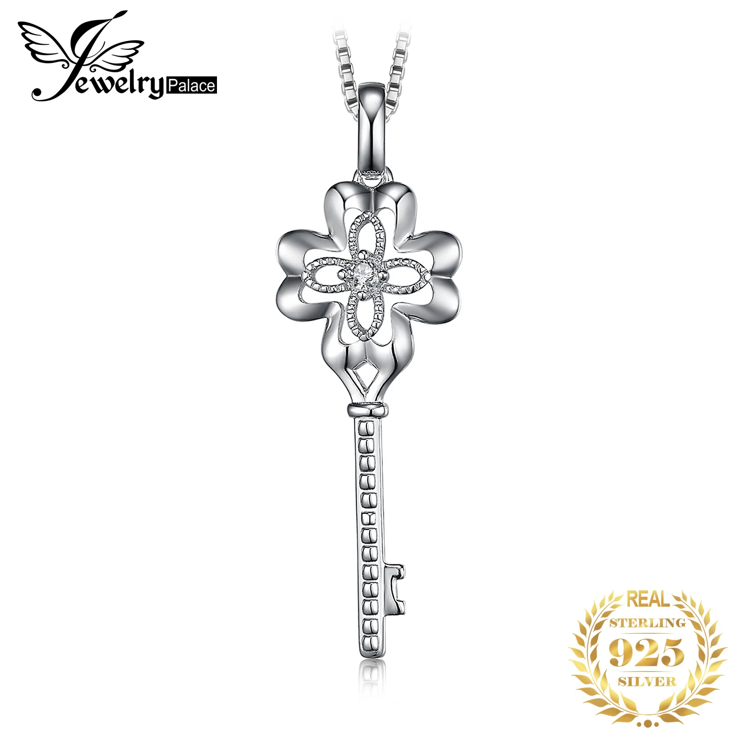 

JewelryPalace Cross Flower Key 925 Sterling Silver Pendant Necklace for Women Fashion Cubic Zirconia Pendant without Chain