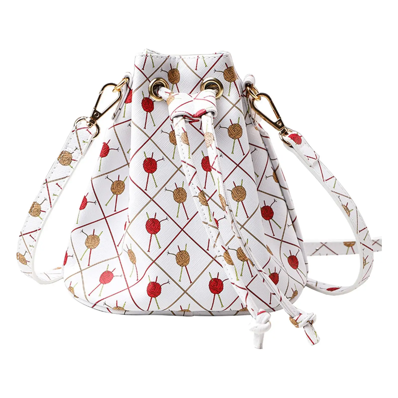 

Woolen Yarn Storage Bags PU Leather Shoulder Bag for Travel Sewing Kids