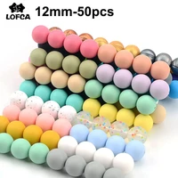 lofca 12mm 50pcslot silicone beads teething necklace baby teether toy silicone bpa free teething beads charms newborn nursing