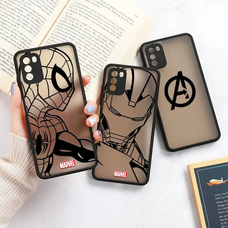 

Marvel Simple Line Art Ironman Spiderman Mi 11 Lite 5G NE Cases For Xiaomi 11 12 Pro 9 10 Lite Poco X3 NFC F3 M4 Pro Matte Funda
