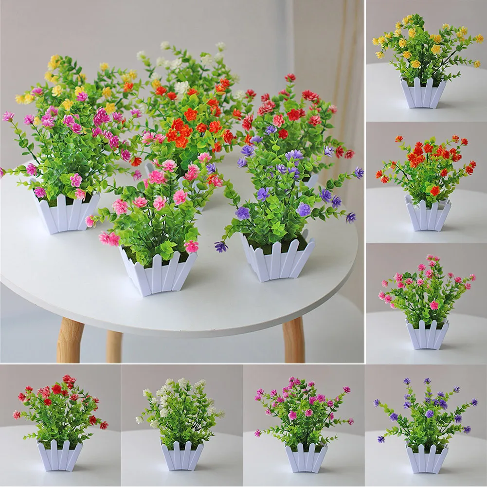 

1pcs Artificial Bonsai Fabric And Plastic Artificial Potted Flowers Fake False Plants Outdoor Garden Home In Pot Decor