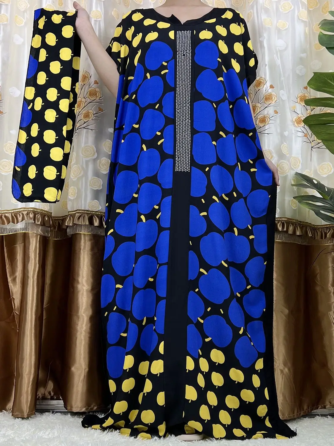 Новое поступление, 2 шт., африканские Дашики с коротким рукавом и цветочным принтом, хлопковые женские летние повседневные платья макси