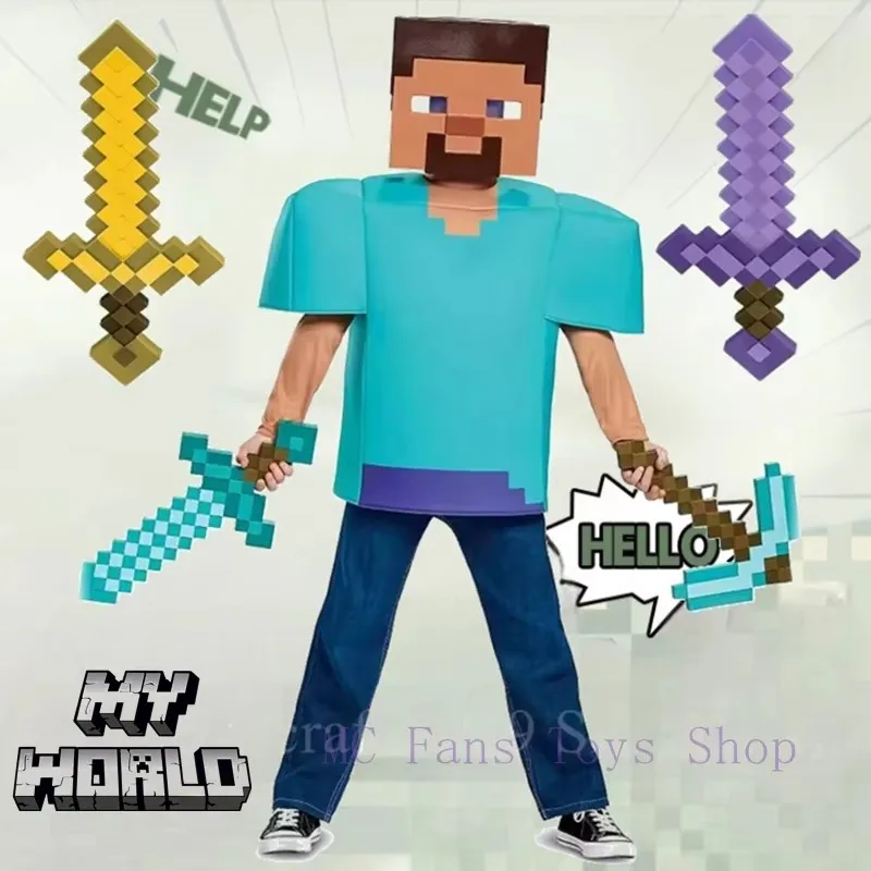 Фото 45-сантиметровый игрушечный меч Стивена из игры Minecraft с дизайном синего алмаза, пластиковая игрушка, прекрасный подарок на день рождения или для косплея. №3