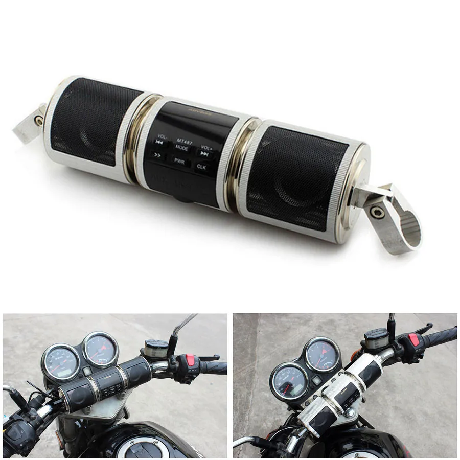 

Motorcycle Speaker Bluetooth V2.1+ EDR Audio Water-resistant Motorbike Stereo Speaker Moto FM Radio AUX USB TF MP3 Player