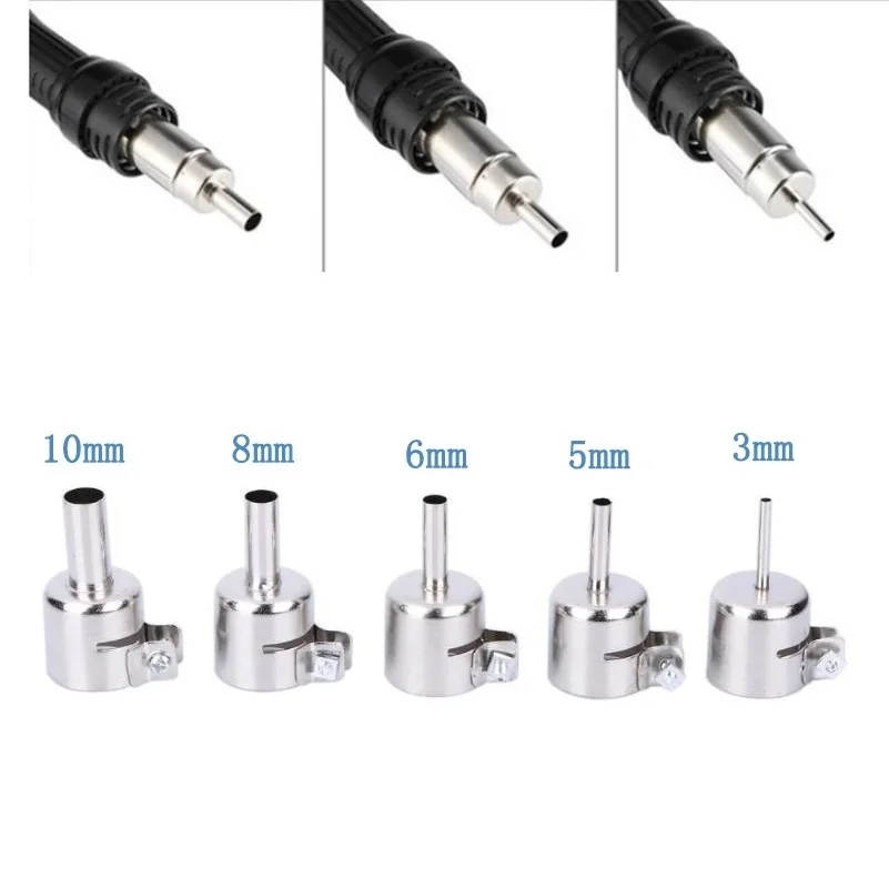 

3/5/6/8/10MM Heat Gun Nozzles 850 852D Stainless Steel Desoldering Station Hot Air Welding Torch Parts Aoyue 906 968 850 6028