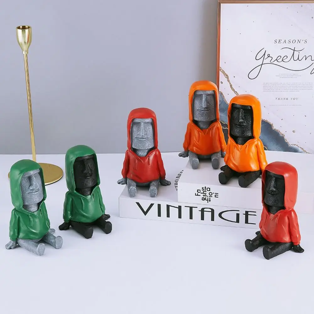 

Creative Desktop Decoration Art Decor Nordic Mobile Phone Holder Pendulum Stand Moai Stone Ornaments Home Decoration