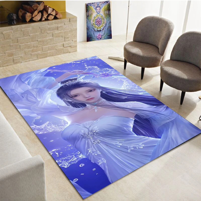 

Chinese style anime beauty printing large carpetfamily living room,bedroom,sofagame room door mat decoration,anti slip floor mat