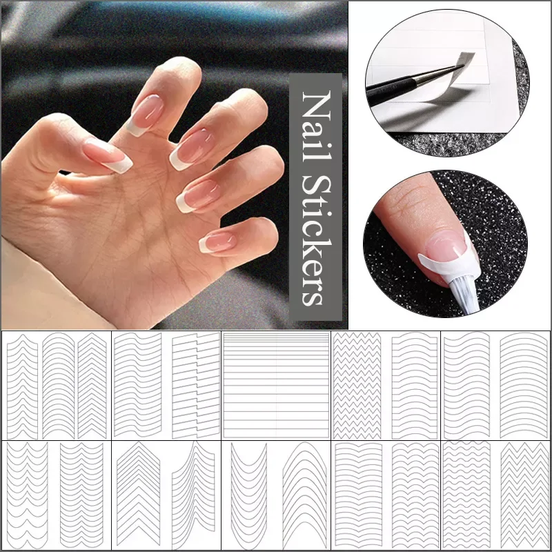 

Nail Fingertips Sticker Guide Stencil Tape Nail Guides Stickers Manicure Diy Line Tips Nail Art Decals 3d Beauty Tool