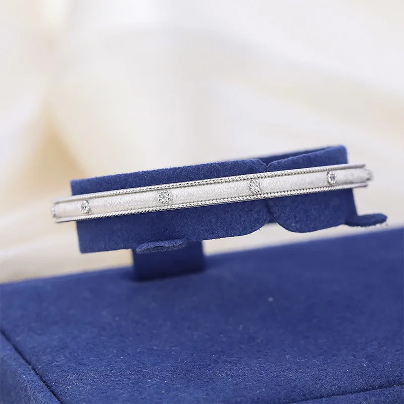 Тяжелая Золотая резьба Матовый Серебряный браслет женский ретро новый