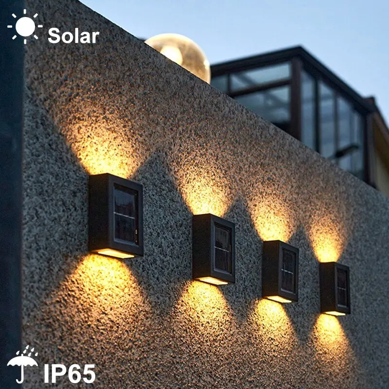 

LED Solar Wall Lamp Outdoor Waterproof Up and Down Luminous Lighting Garden Decoration Solar Light Stairs Fence Sunlight Lamp