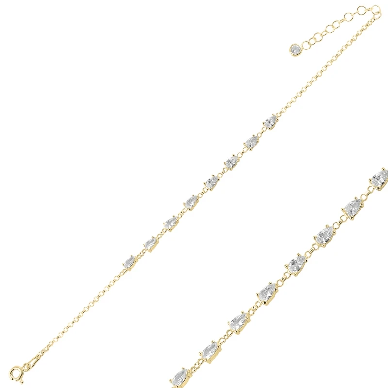 

Silver 925 Sterling Drop Zircon Stone Do Chain