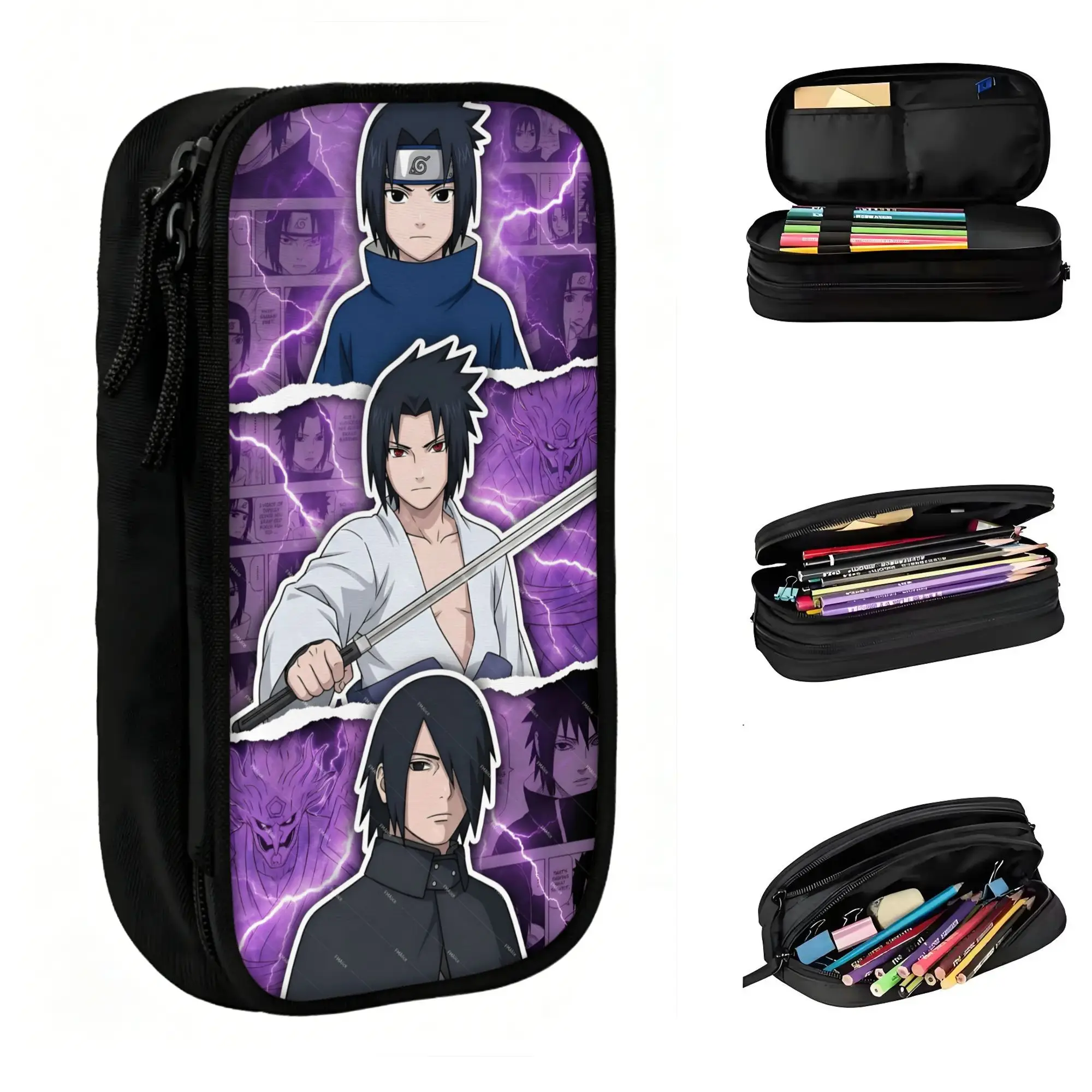 Фото Пенал для карандашей Custom U-Uchihaes Sasuke Hot Comic Japan Kawaii, большой вместимости, для девочек и мальчиков, в стиле манга, для школьников №1