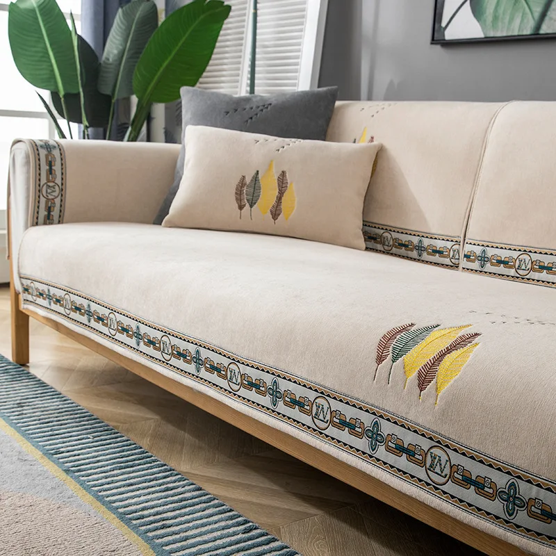 

Chenille Combination Sofa Cover Dirt Proof And Non-slip Sofa Cushion All Season Universal Sofa Towel Armrest Protective Cover