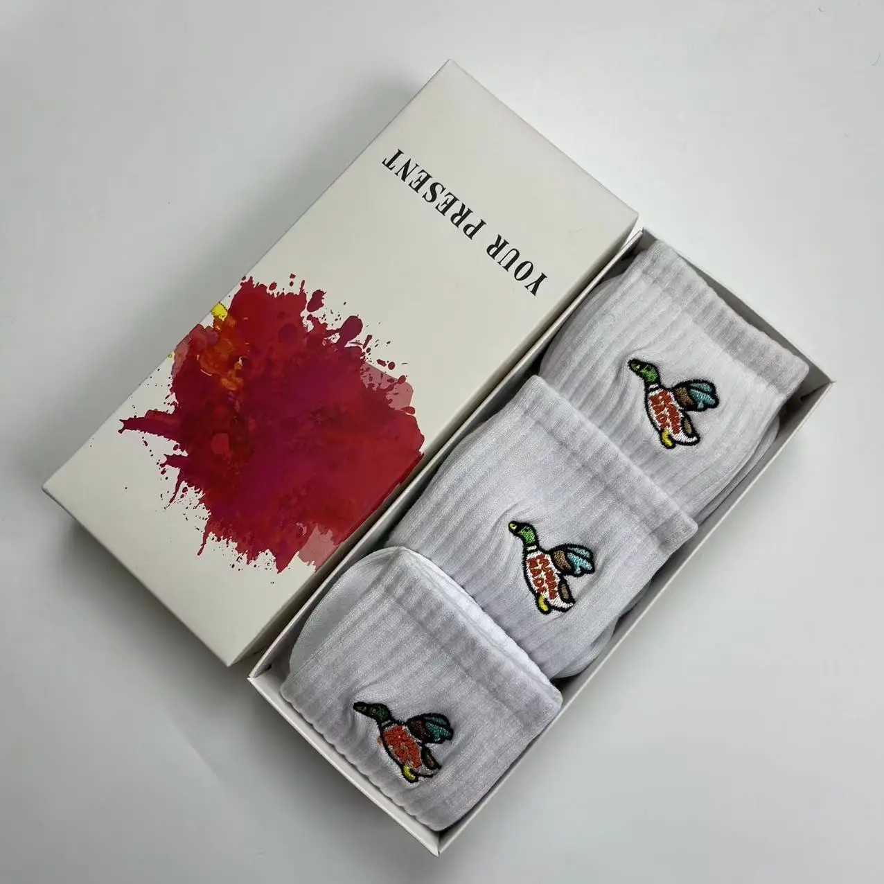3 Pairs/box Human Made Sock Men Women Skateboard Cotton Crew Street Fashion Brand Socks Embroidery Flying Duck Socks Unisex