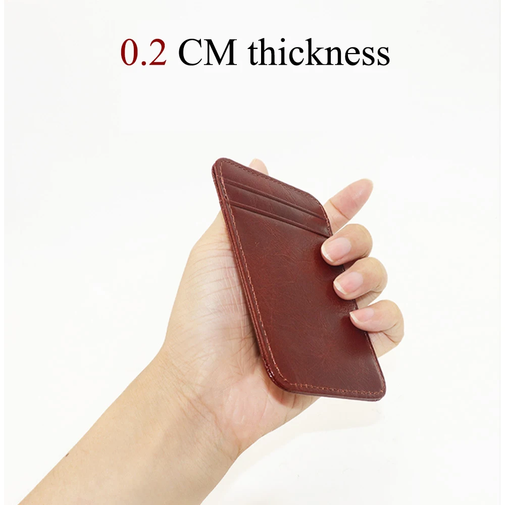 Vintage Vertical Style Genuine Leather Card Holders Case Waxy Leather Credit ID Card Wallet With 4 Card Slots And 1 Change Slots