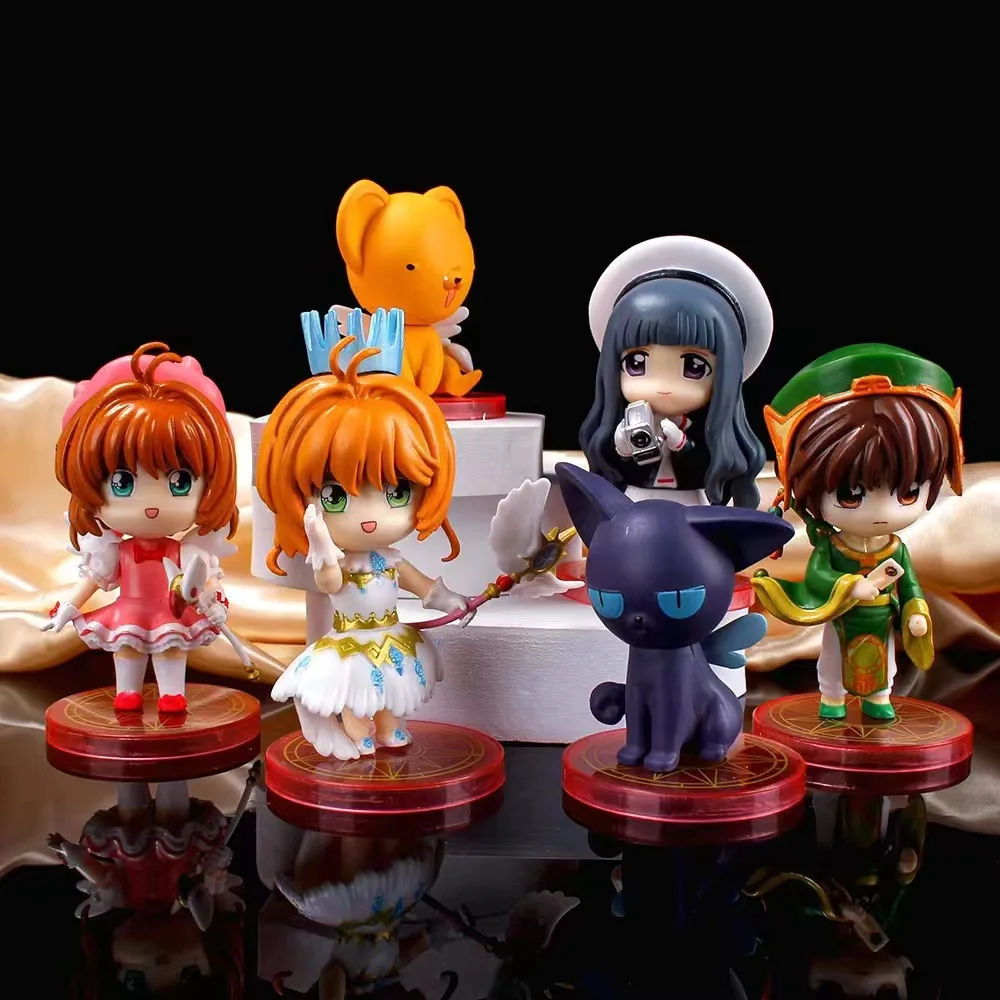 

6pcs/set Cartoon Card Captor Sakura Kinomoto Sakura Li Syaoran Cerberus Tomoyo Daidouji Kawaii Q Version Dolls Figures Toys