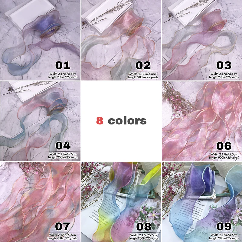 

25 Yards Gloss Tulle Glitter Ribbon Organza Mesh Fabric Belt DIY Headgear Craft Accessories Hair Clip Bow Cake Topper Supplies