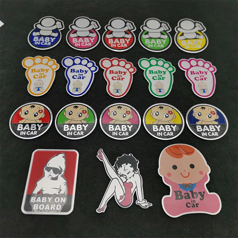 

Anti-collision Warning Metal Car Sticker Cute Baby Creative Decals Car Butt Bumper for Novice Driver Car Accessories Useful Gift