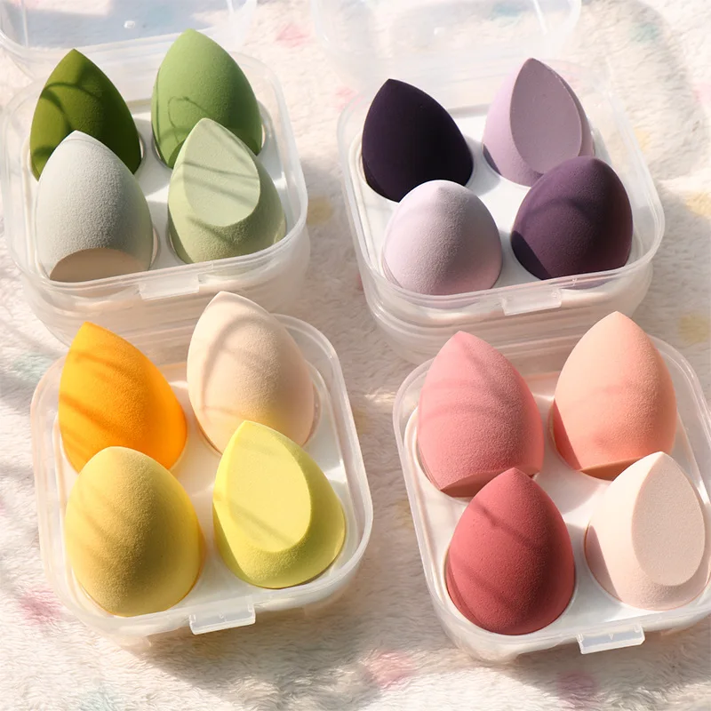

4pcs Makeup Blender Beauty Egg Set Water Drop Puff Makeup Puff Set Colorful Cushion Cosmestic Sponge Tool Wet and Dry Use