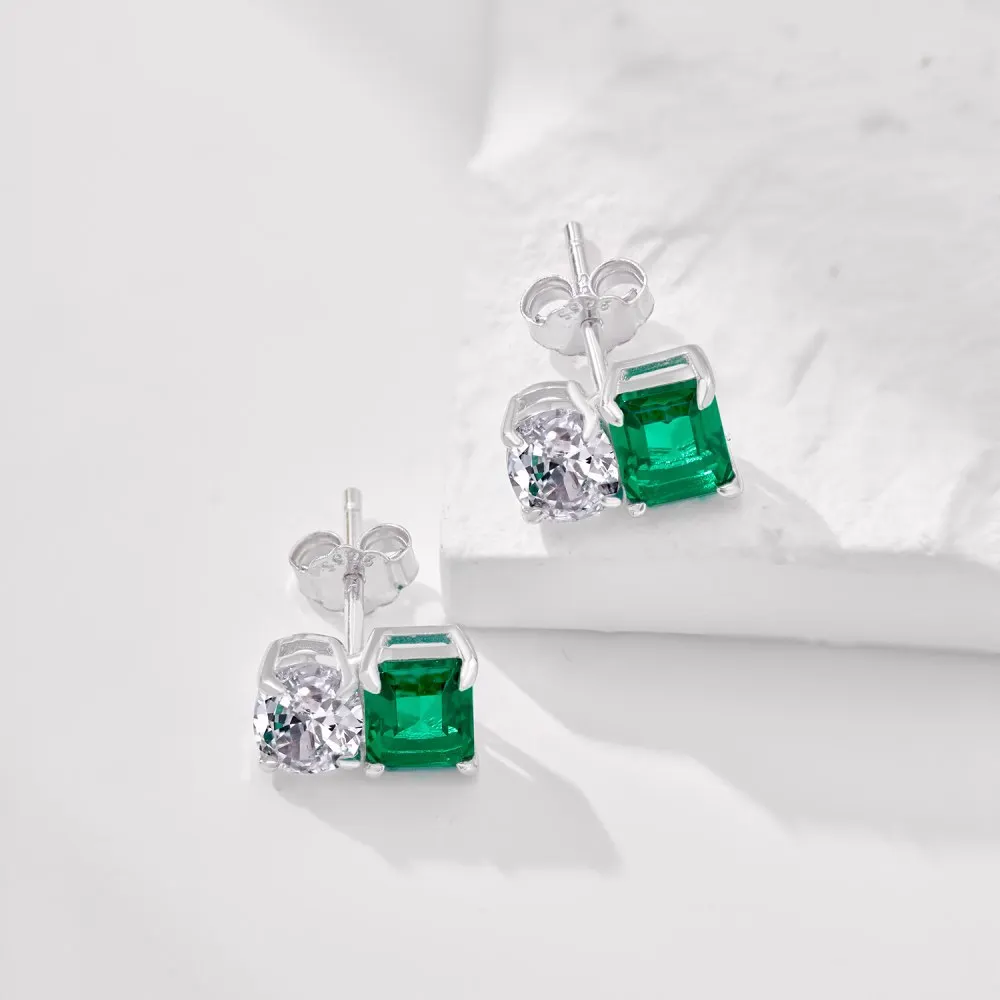 

Женские прямоугольные серьги из серебра 925 пробы с изумрудом