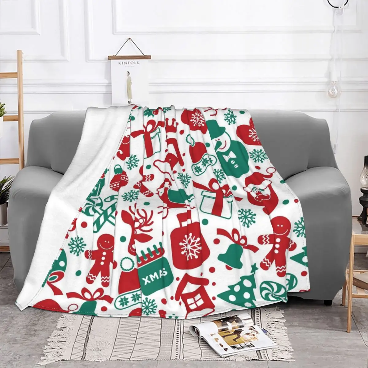 

Рождественские покрывала в виде снеговика, флисовые летние дышащие легкие тонкие покрывала в виде Санты для дома и путешествий