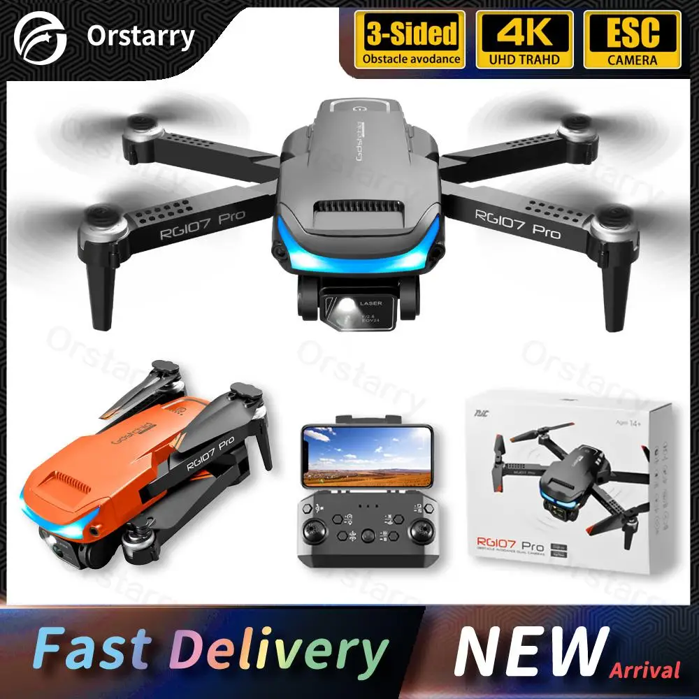 Квадрокоптер RC с камерой 4K HD RG107 Pro, передачей данных по Wifi 5G и трёхсторонним избеганием препятствий для воздушной фотографии, складывающийся в игрушку.