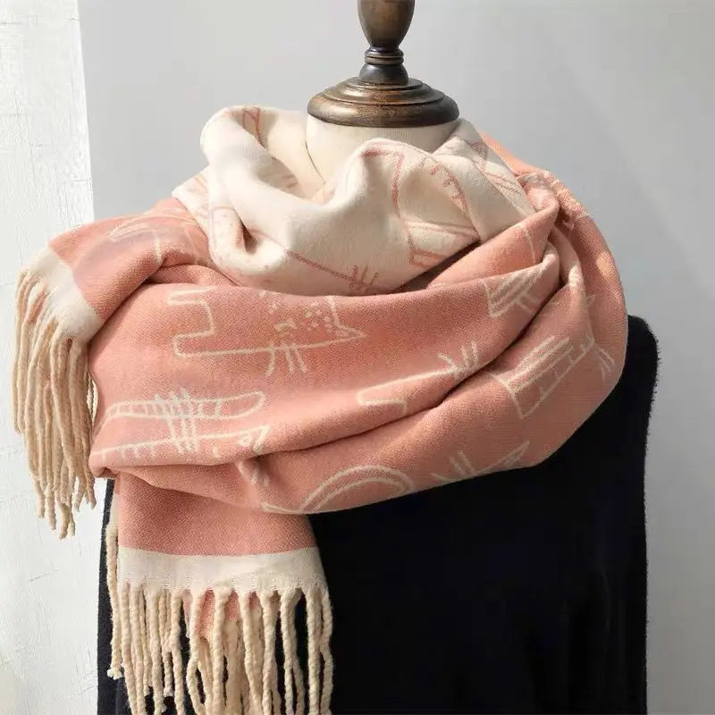 

New In Winter Cashmere Scarf Women Design Warm Pashmina Blanket Houndstooth Scarves Female Shawl Wraps Thick Foulard Bufanda