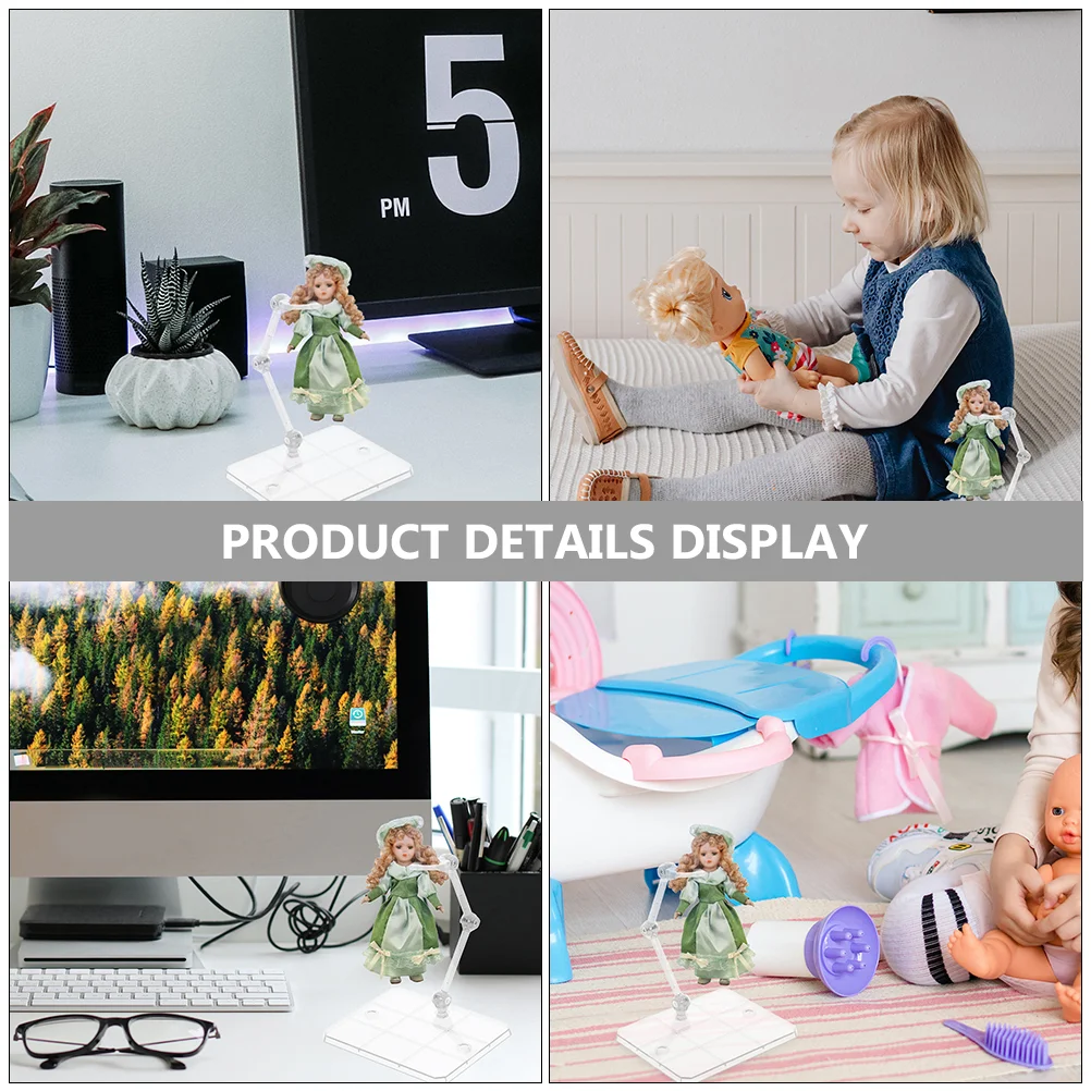 

8 Pcs Action Figure Stand Adjustable Wear-resistant Support Holder Display Cartoon Figurine Plastic Show Rack