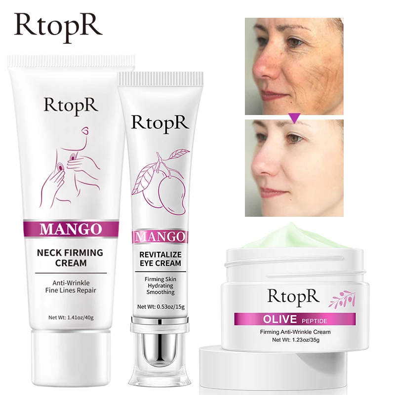 

RtopR Mango Firming Skin Moisturize Anti-aging Neck Eye Cream Pores Shrinkage Improve Dullness Olive Peptid Cream Skin Care Set