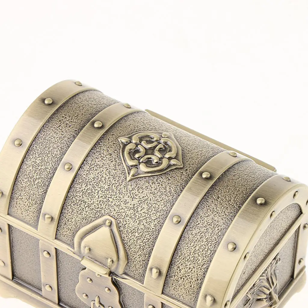 

Vintage Metal Treasure Chest Trinket Jewelry Box for Women Antique pewter