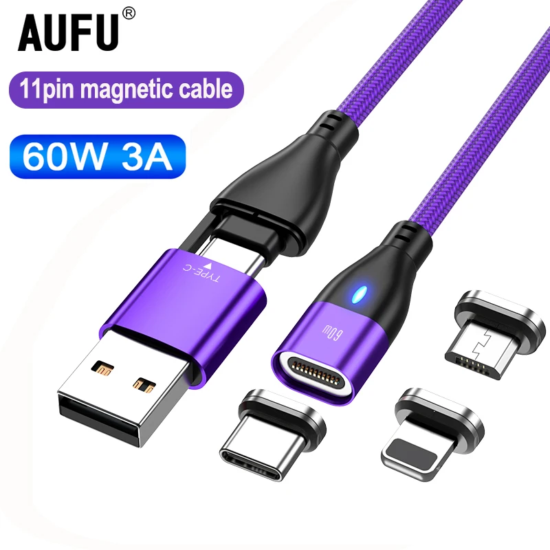 Melonboy 3 в 1 PD 60 Вт USB C Кабель магнитный провод  кабель зарядки телефона магнитная зарядка Usb-кабель для передачи данных, зарядное устройство для iPhone, Xiaomi, Samsung, ноутбука