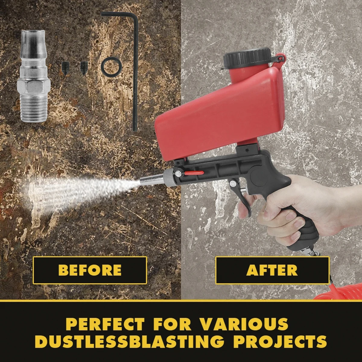 

Пескоструйный инструмент 1/4 дюйма, 90psi, регулируемый инструмент для пескоструйной обработки, ручной инструмент для пескоструйной обработки...